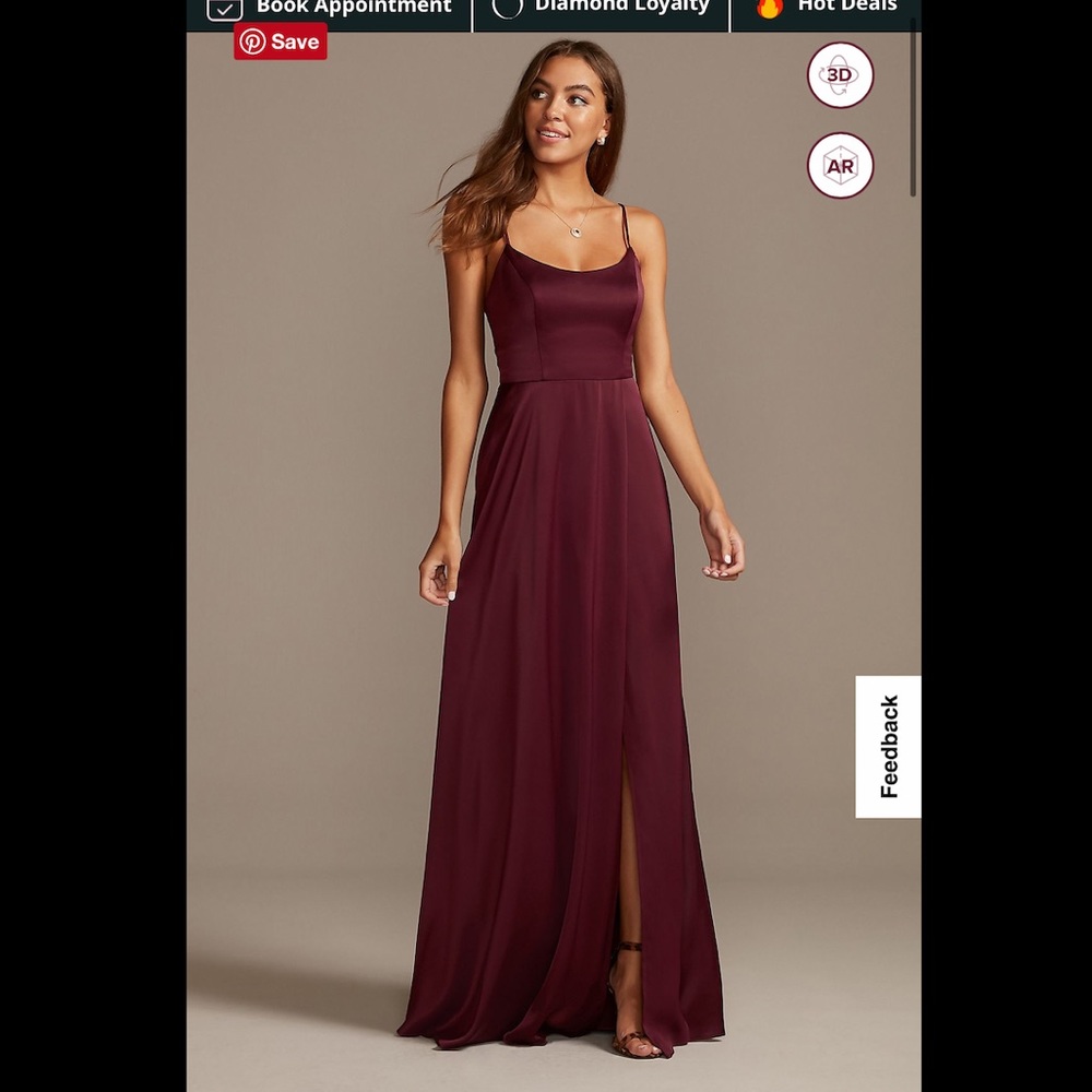 CREPE-BACK SATIN SPAGHETTI STRAP BRIDESMAID DRESS